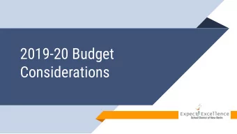 2019-20 Budget  Considerations  SDNBs Mission Mission: To empower, inspire and support students