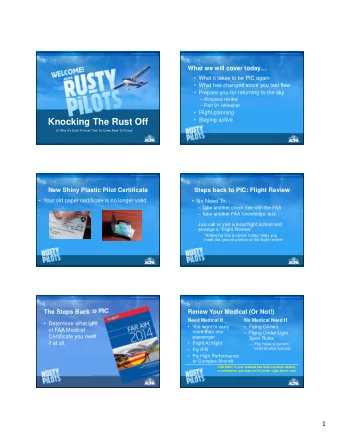 Knocking The Rust Off  Or Why Its Such A Great Time To Come Back To Flying!  New Shiny Plastic