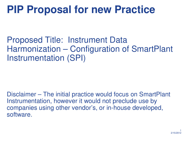 pip proposal for new practice