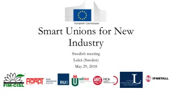 Industry  Swedish meeting  Lule (Sweden)  May 29, 2018  Where we are on the project?  Work stream