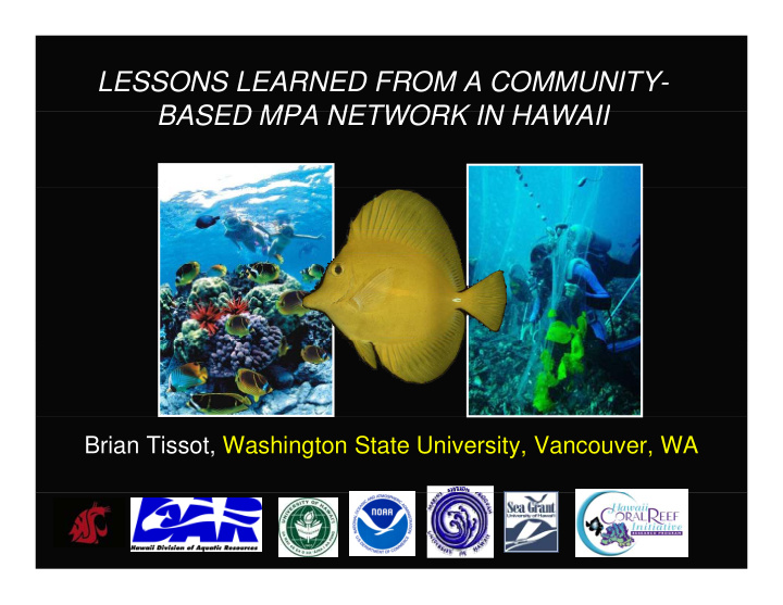 lessons learned from a community based mpa network in