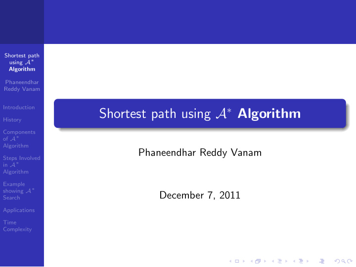 shortest path using a algorithm