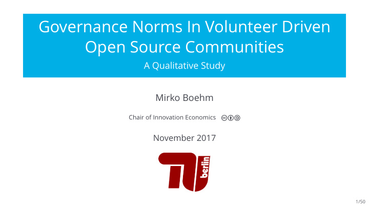 governance norms in volunteer driven open source