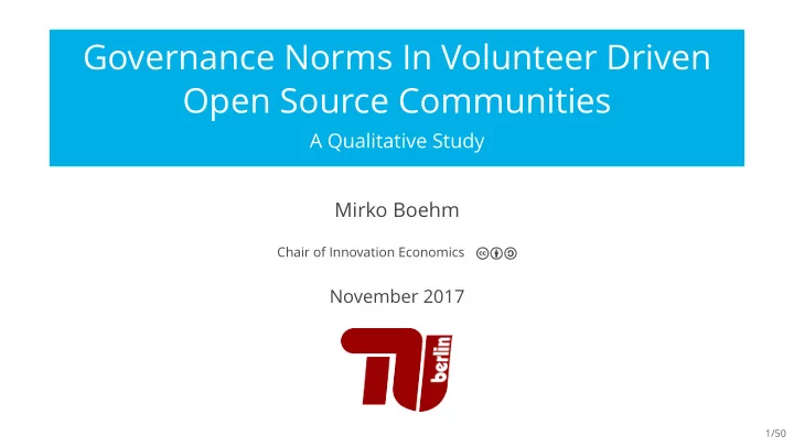 governance norms in volunteer driven open source