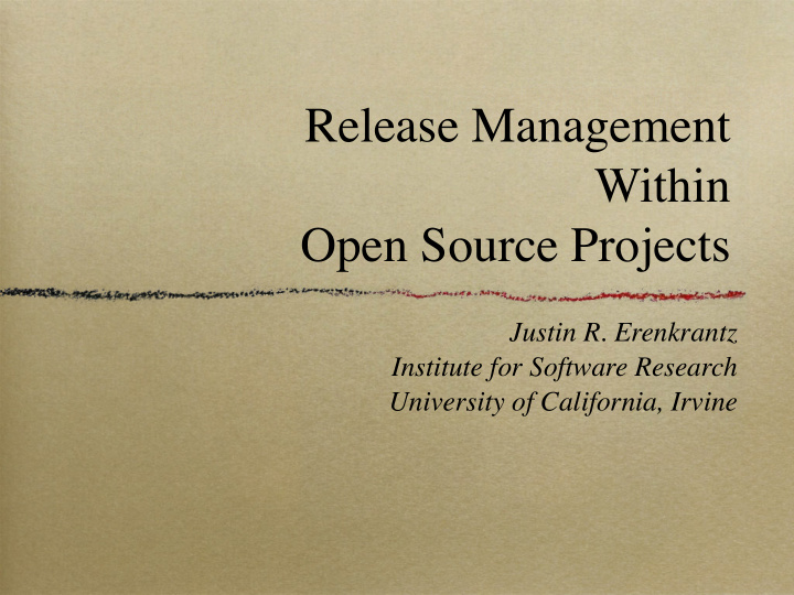 release management within open source projects