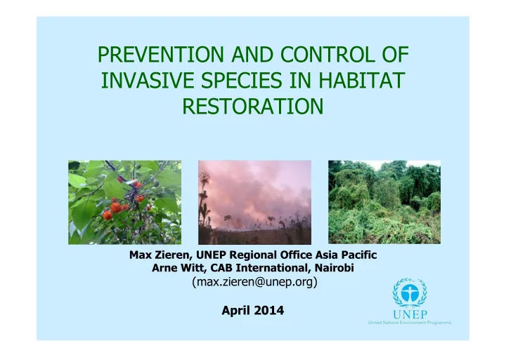 prevention and control of invasive species in habitat
