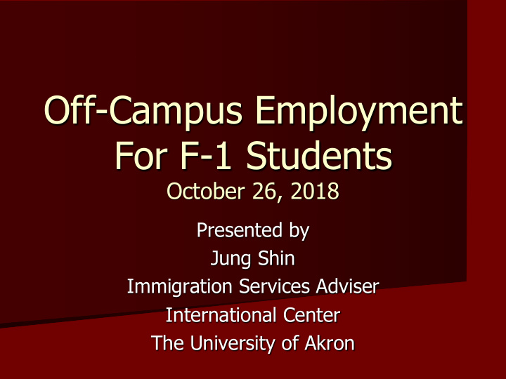off campus employment for f 1 students
