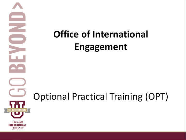 office of international engagement optional practical