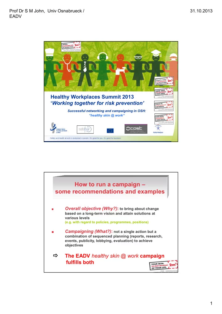 how to run a campaign some recommendations and examples