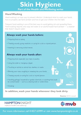Skin Hygiene  Part of the Health and Wellbeing series  Hand Washing  Hand-washing is an easy way to