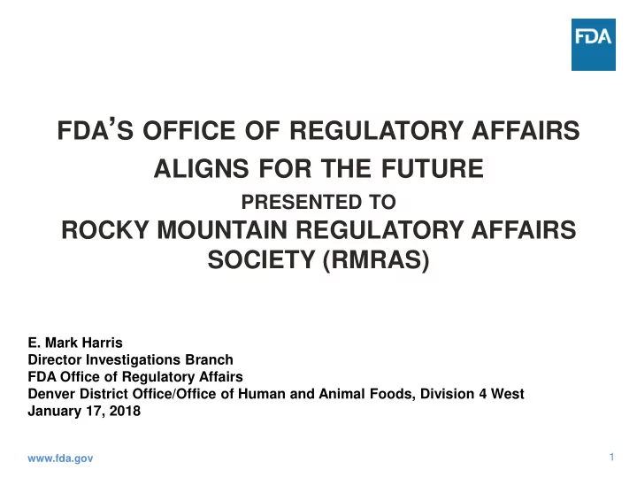 modernize and strengthen the fda workforce to improve