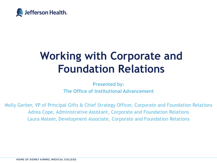 working with corporate and foundation relations