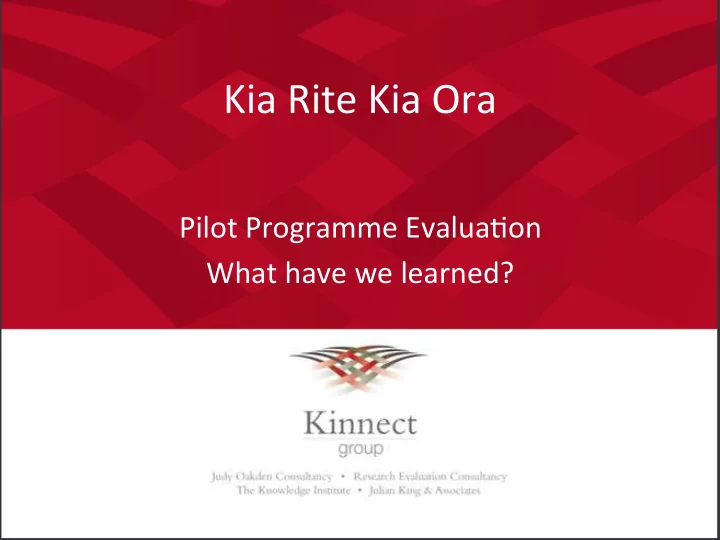 kia rite kia ora