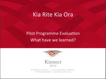 Kia  Rite  Kia  Ora    Pilot  Programme  Evalua2on    What  have  we