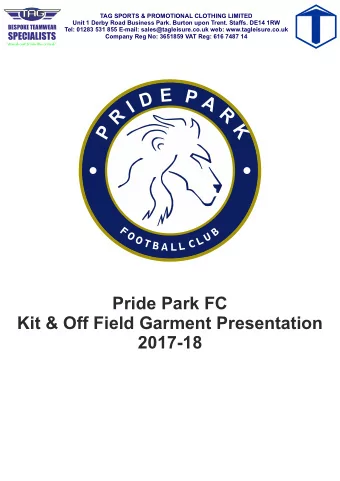 Pride Park FC  Kit &amp; Off Field Garment Presentation  2017-18  TAG SPORTS &amp; PROMOTIONAL
