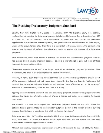 The Evolving Declaratory Judgment Standard    ,