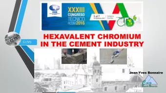 IN THE CEMENT INDUSTRY  Cr (VI)  Jean-Yves Bonnaire  SUMMA  SUMMARY 1  Introduction /