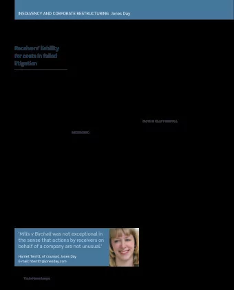 Receivers liability  A RECENT COURT OF APPEAL DECISION CONFIRMS  to seek an order that the