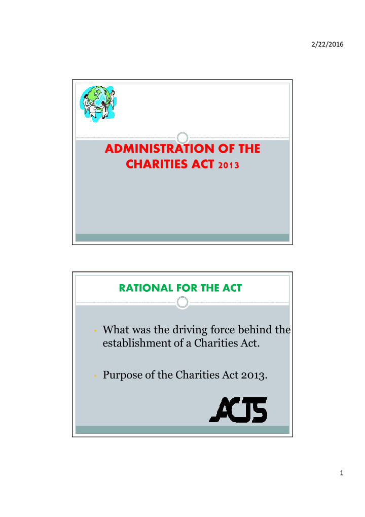 administration of the charities act 2013