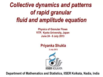 Collective dynamics and patterns  of rapid granular  fluid and amplitude equation  Physics of