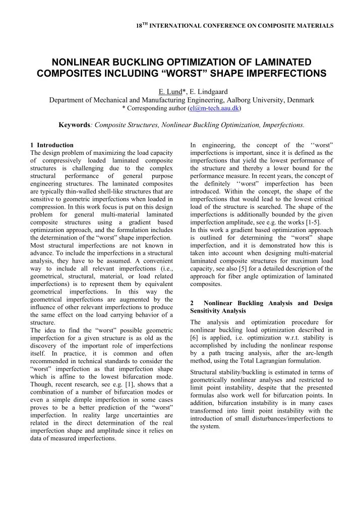 nonlinear buckling optimization of laminated composites