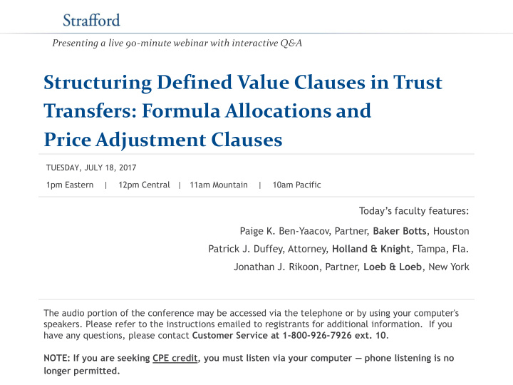 structuring defined value clauses in trust transfers