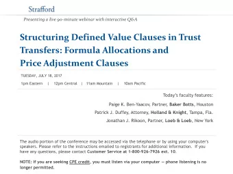 Structuring Defined Value Clauses in Trust  Transfers: Formula Allocations and Price Adjustment