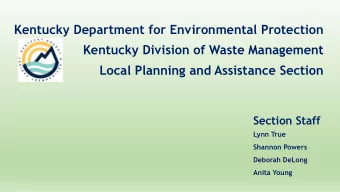 Kentucky Department for Environmental Protection  Kentucky Division of Waste Management  Local