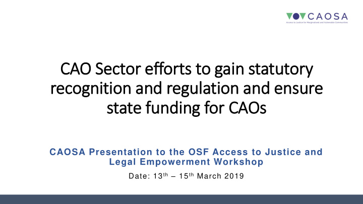 cao sector efforts to gain in statutory ry