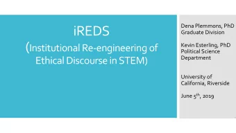 iREDS Graduate Division ( Institutional Re  engineering of Kevin Esterling, PhD Political