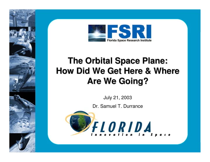 the orbital space plane the orbital space plane how did