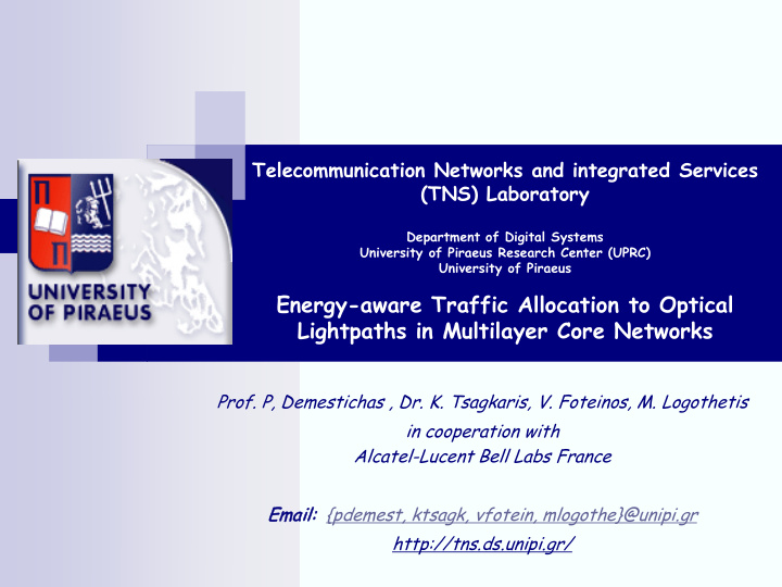 energy aware traffic allocation to optical lightpaths in