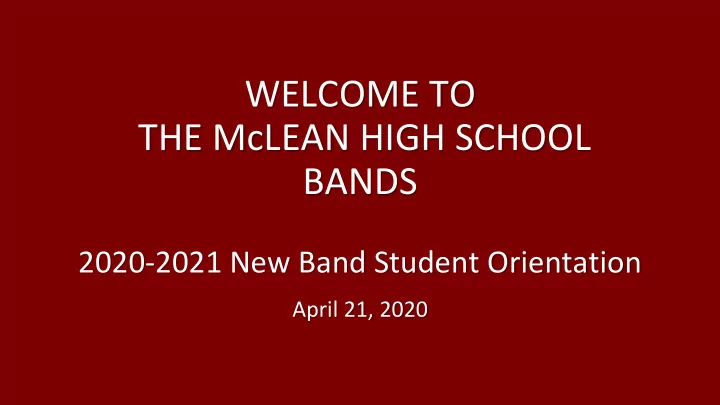 welcome to the mclean high school bands