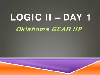 LOGIC II  DAY 1  Oklahoma GEAR UP  WHICH SHAPE ARE YOU?  SETTING THE NORMS  Whats said