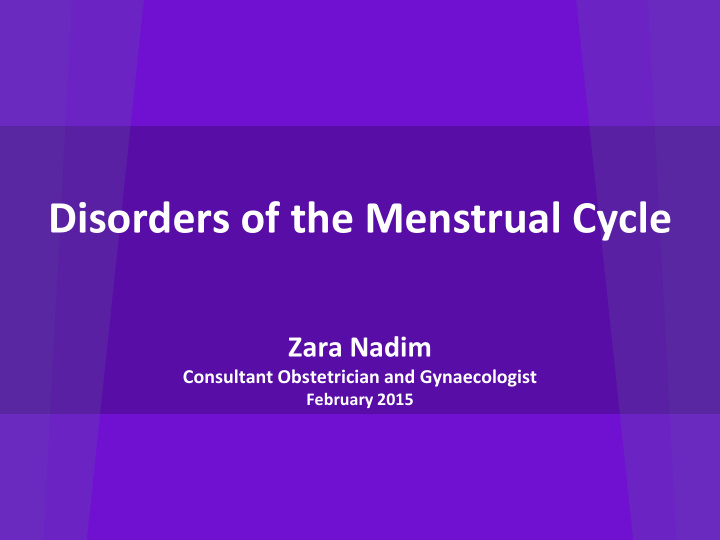 disorders of the menstrual cycle
