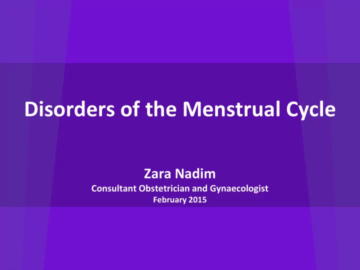 disorders of the menstrual cycle