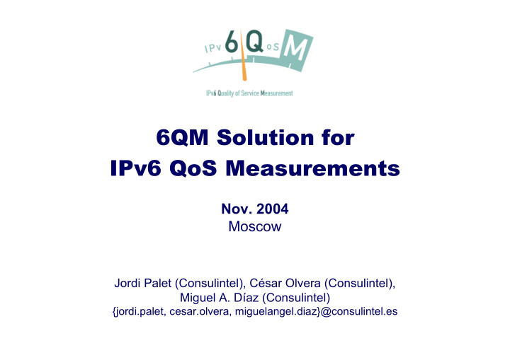6qm solution for ipv6 qos measurements