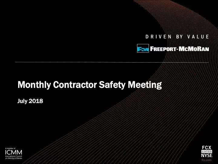 monthl thly y contra tract ctor or safe afety ty meeti