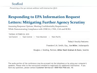 Responding to EPA Information Request  Letters: Mitigating Further Agency Scrutiny  Assessing