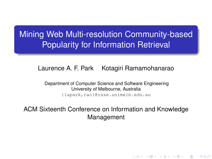 mining web multi resolution community based popularity