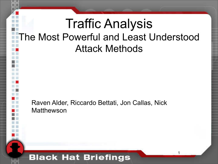 traffic analysis