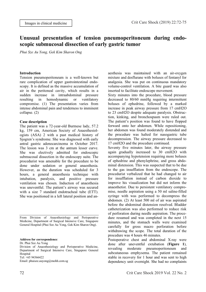 unusual presentation of tension pneumoperitoneum during