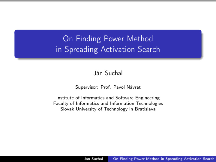 on finding power method in spreading activation search