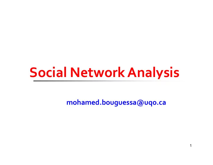 social network analysis