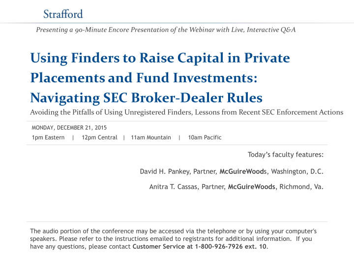 using finders to raise capital in private placements and