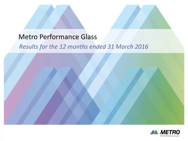 metro performance glass
