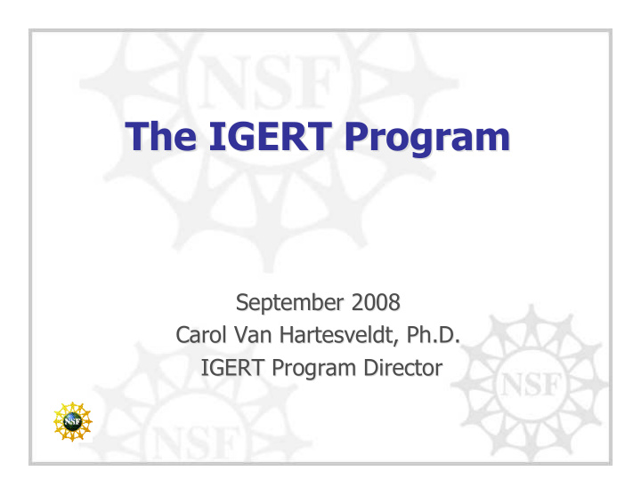 the igert program the igert program