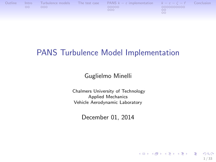 pans turbulence model implementation