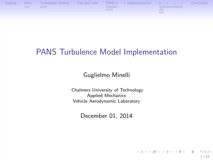 pans turbulence model implementation