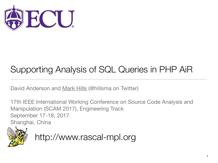 supporting analysis of sql queries in php air